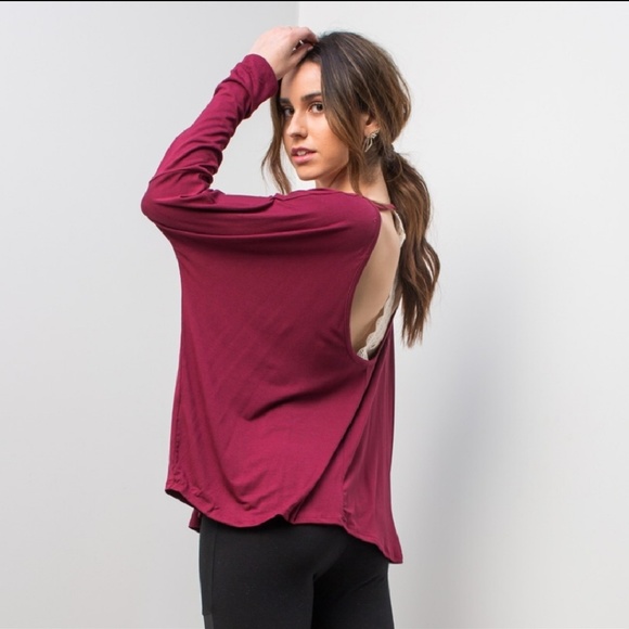 Cranberry Crochet Detail Top - Picture 2 of 7